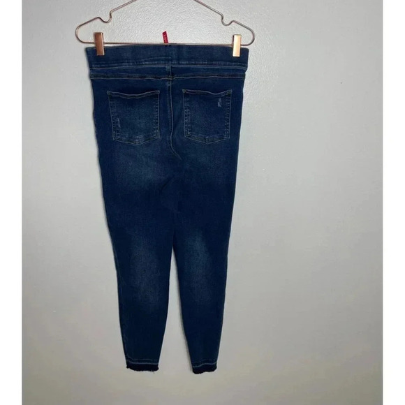 Spanx Womens Pull On Distressed Ankle Skinny Denim Jegging Jeans Blue Sz M/M - Picture 2 of 11